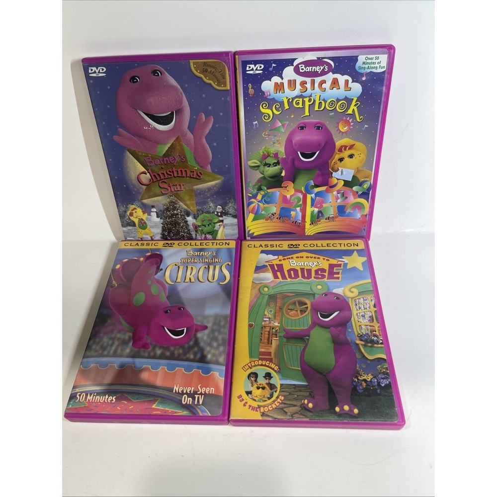 Vintage Barney Children's DVD Lot Of 4 Musical Scrapbook Christmas Star Circus